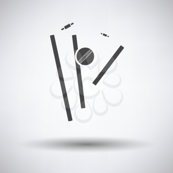 Cricket wicket icon on gray background, round shadow. Vector illustration.
