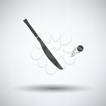 Cricket bat icon on gray background, round shadow. Vector illustration.
