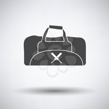 Cricket bag icon on gray background, round shadow. Vector illustration.