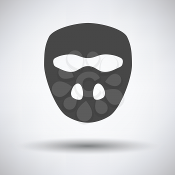 Cricket mask icon on gray background, round shadow. Vector illustration.