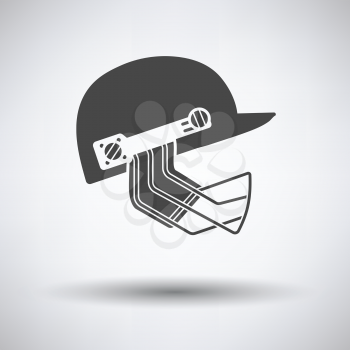 Cricket helmet icon on gray background, round shadow. Vector illustration.