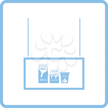 Milk market department icon. Blue frame design. Vector illustration.