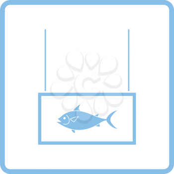 Fish market department icon. Blue frame design. Vector illustration.