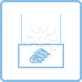 Meat market department icon. Blue frame design. Vector illustration.