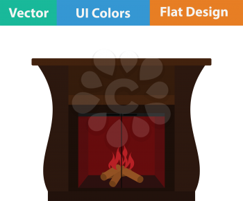 Fireplace with doors icon. Flat design. Vector illustration.