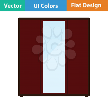 Wardrobe with mirror icon. Flat design. Vector illustration.