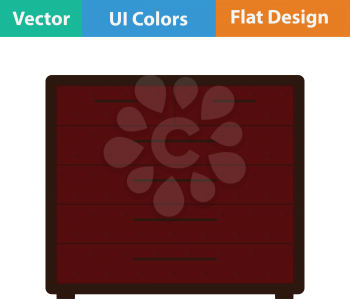Chest of drawers icon. Flat design. Vector illustration.