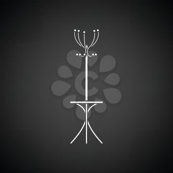 Office coat stand icon. Black background with white. Vector illustration.