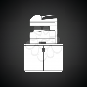 Copying machine icon. Black background with white. Vector illustration.