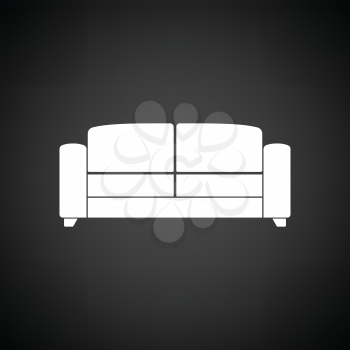 Office sofa icon. Black background with white. Vector illustration.