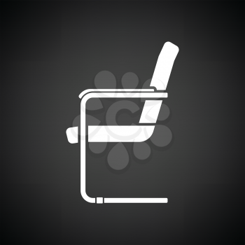 Guest office chair icon. Black background with white. Vector illustration.