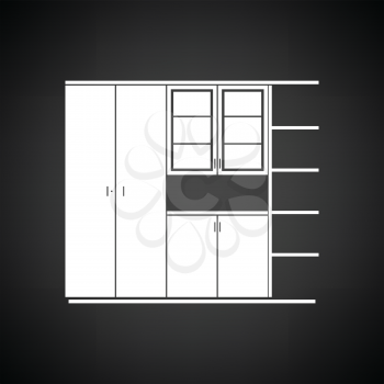 Office cabinet icon. Black background with white. Vector illustration.