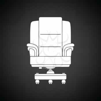 Boss armchair icon. Black background with white. Vector illustration.