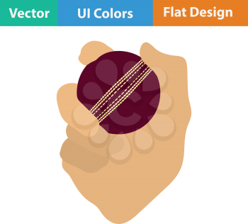 Hand holding cricket ball icon. Flat design. Vector illustration.