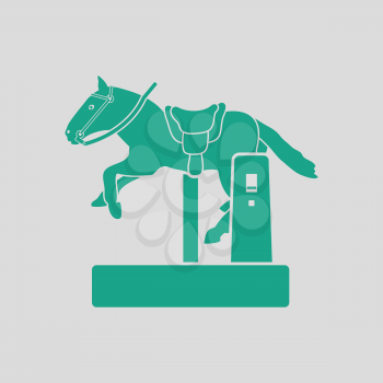Horse machine icon. Gray background with green. Vector illustration.