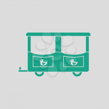 Wagon of children train icon. Gray background with green. Vector illustration.