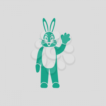 Hare puppet doll icon. Gray background with green. Vector illustration.