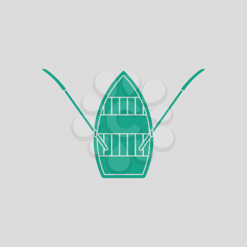 Paddle boat icon. Gray background with green. Vector illustration.