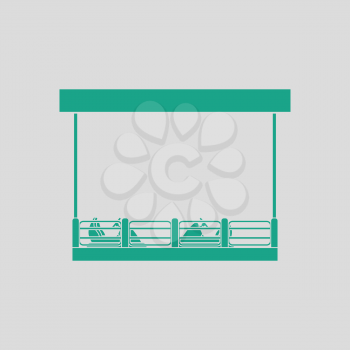 Bumper cars icon. Gray background with green. Vector illustration.
