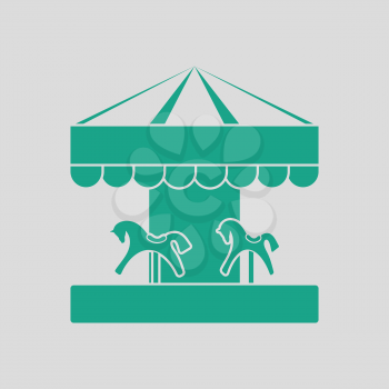 Children horse carousel icon. Gray background with green. Vector illustration.