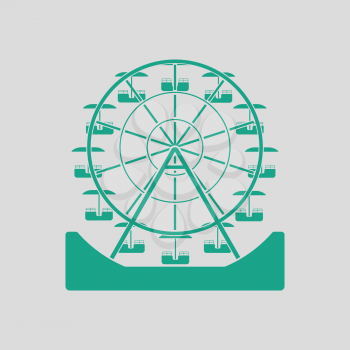 Ferris wheel icon. Gray background with green. Vector illustration.