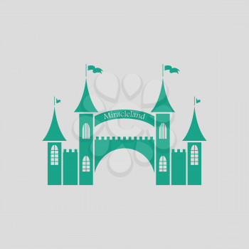 Amusement park entrance icon. Gray background with green. Vector illustration.