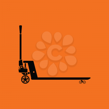 Hydraulic trolley jack icon. Orange background with black. Vector illustration.