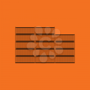 Container stack icon. Orange background with black. Vector illustration.