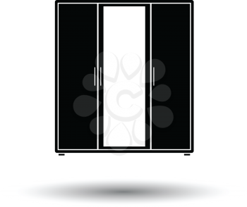 Wardrobe with mirror icon. White background with shadow design. Vector illustration.