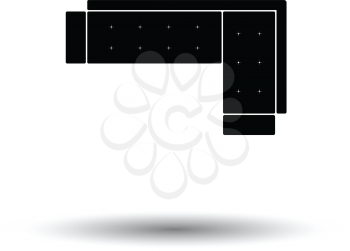 Corner sofa icon. White background with shadow design. Vector illustration.