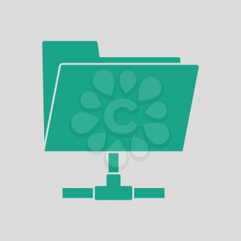 Shared folder icon. Gray background with green. Vector illustration.