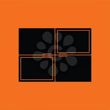Wall cabinet icon. Orange background with black. Vector illustration.