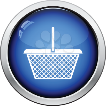 Supermarket shoping basket icon. Glossy button design. Vector illustration.