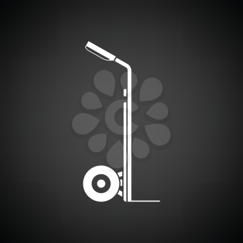 Warehouse trolley icon. Black background with white. Vector illustration.