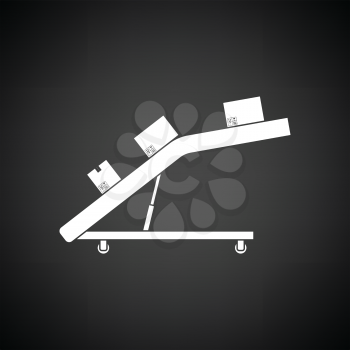 Warehouse transportation system icon. Black background with white. Vector illustration.