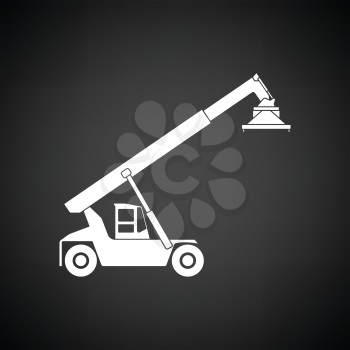 Port loader icon. Black background with white. Vector illustration.