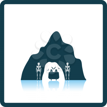 Scare cave in amusement park icon. Shadow reflection design. Vector illustration.