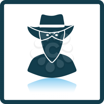 Cowboy with a scarf on face icon. Shadow reflection design. Vector illustration.