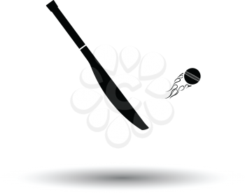 Cricket bat icon. White background with shadow design. Vector illustration.