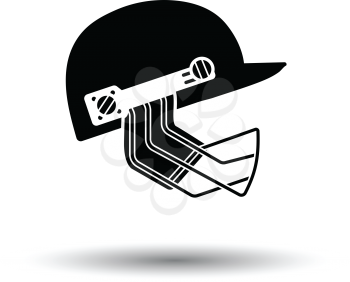 Cricket helmet icon. White background with shadow design. Vector illustration.