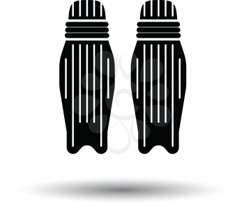 Cricket leg protection icon. White background with shadow design. Vector illustration.