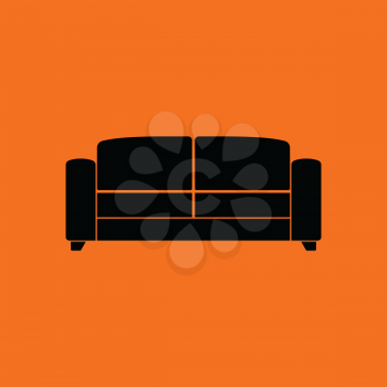 Office sofa icon. Orange background with black. Vector illustration.