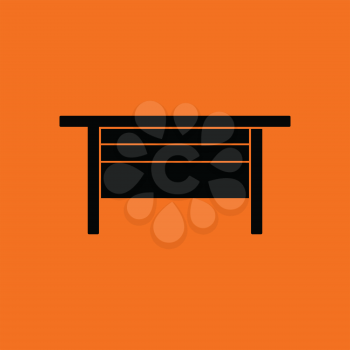 Boss office table icon. Orange background with black. Vector illustration.