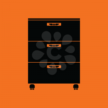 Office cabinet icon. Orange background with black. Vector illustration.