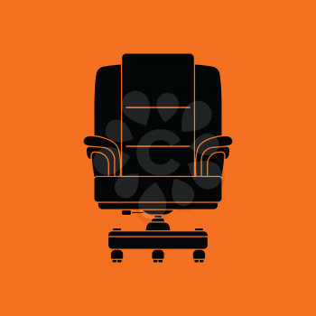 Boss armchair icon. Orange background with black. Vector illustration.