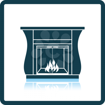 Fireplace with doors icon. Shadow reflection design. Vector illustration.