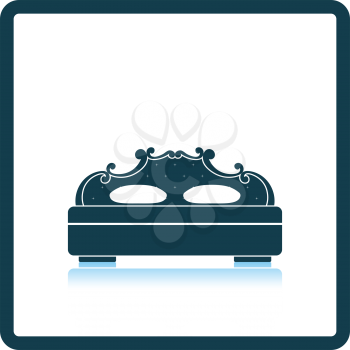 King-size bed icon. Shadow reflection design. Vector illustration.