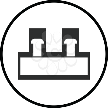 Electrical connection terminal icon. Thin circle design. Vector illustration.