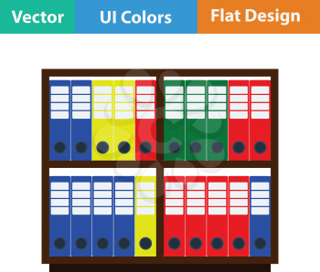 Office cabinet with folders icon. Flat design. Vector illustration.