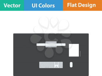 Office table top view icon. Flat design. Vector illustration.